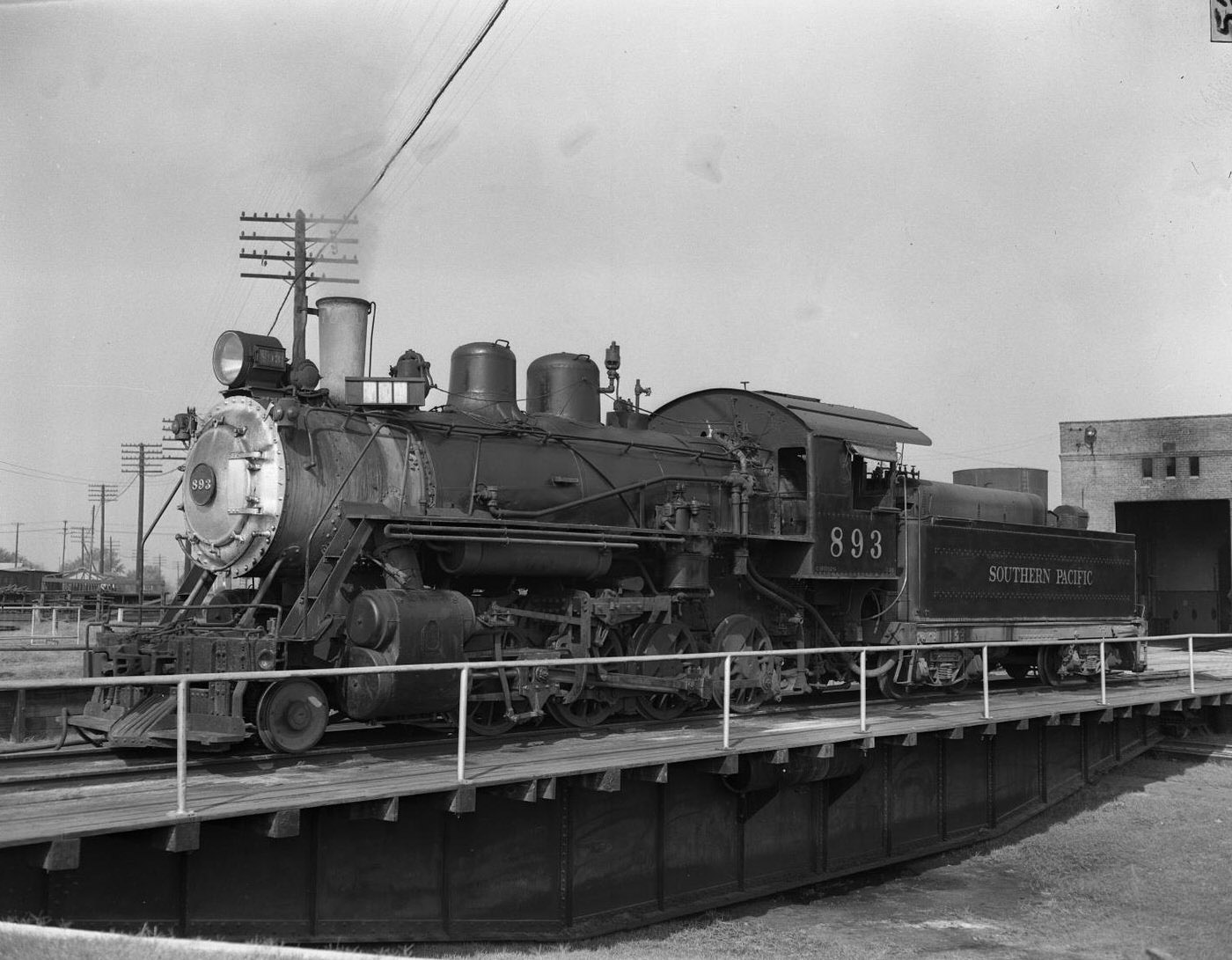 #172 Southern Pacific Engine 893, Black and White Negative Photograph, 1952.