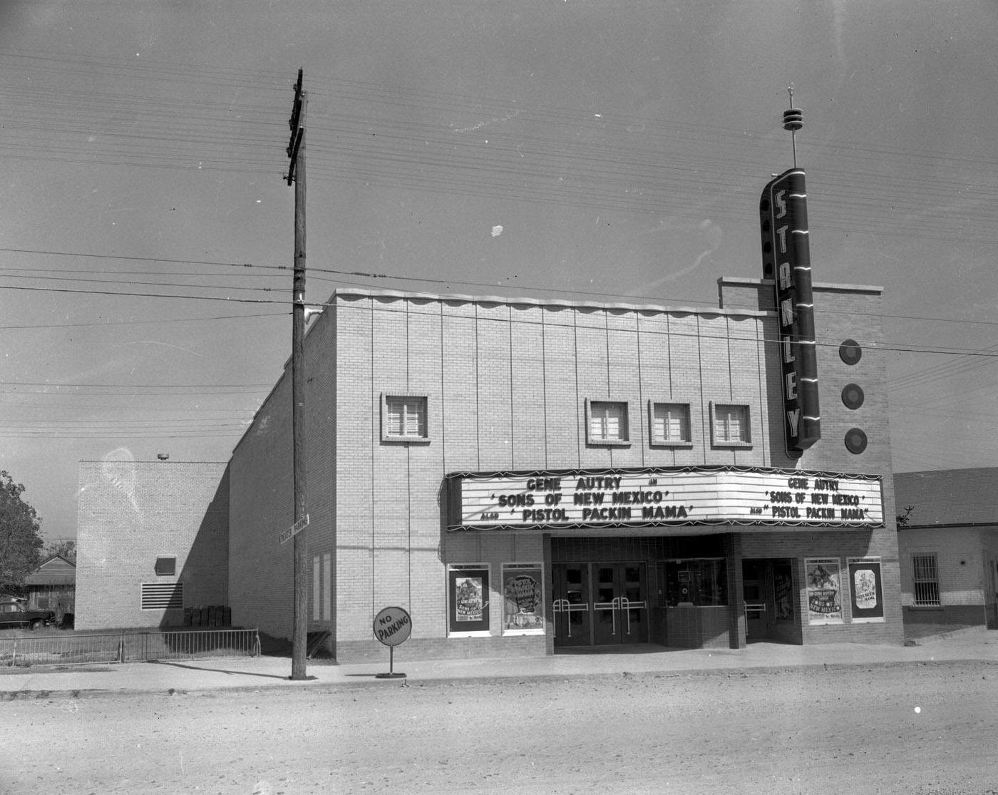 #184 Stanley Theater in Luling, Texas Showing Gene Autry Movies, 1950.