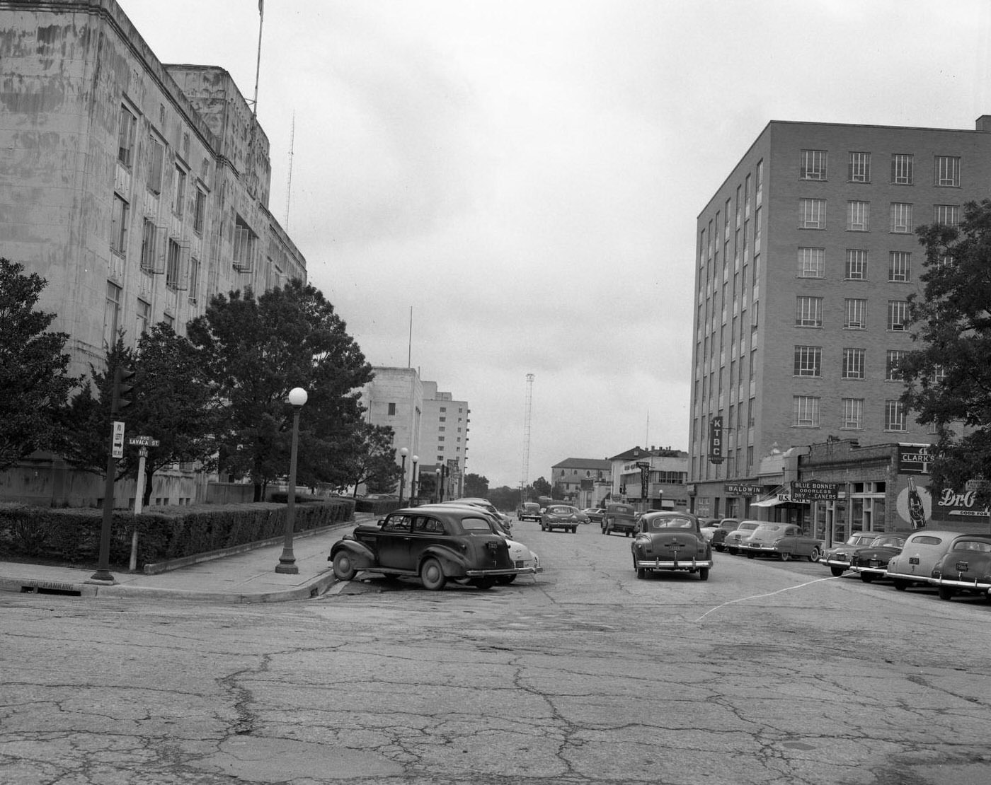 #188 Another City Street Scene near KTBC and US Cafe, 1950.