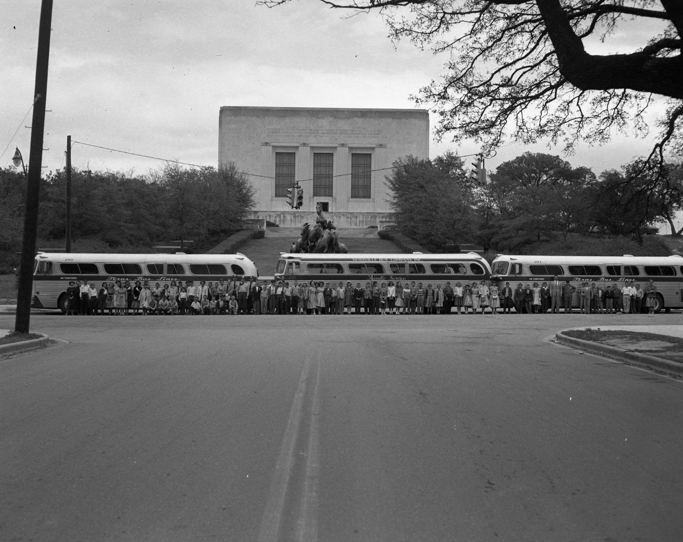 #200 Texas Bus Lines at University of Texas Campus, 1956.