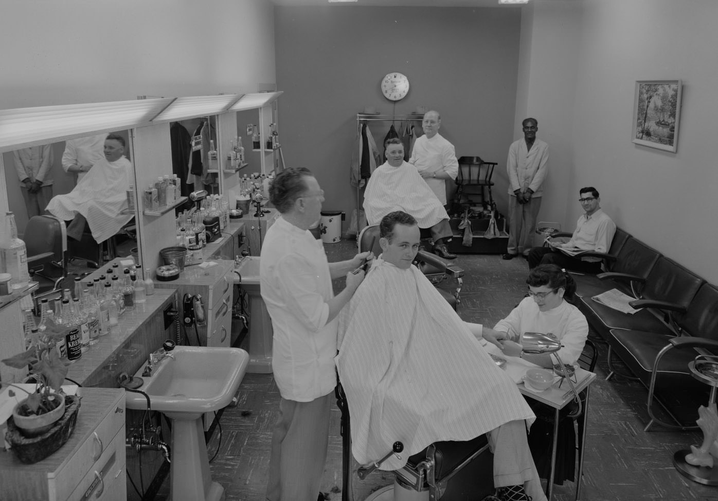 #115 Tillman’s Barber Shop Interior, 1955.