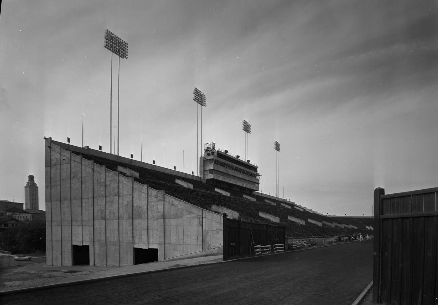 #221 Installation of Floodlights at UT Memorial Stadium, 1956.
