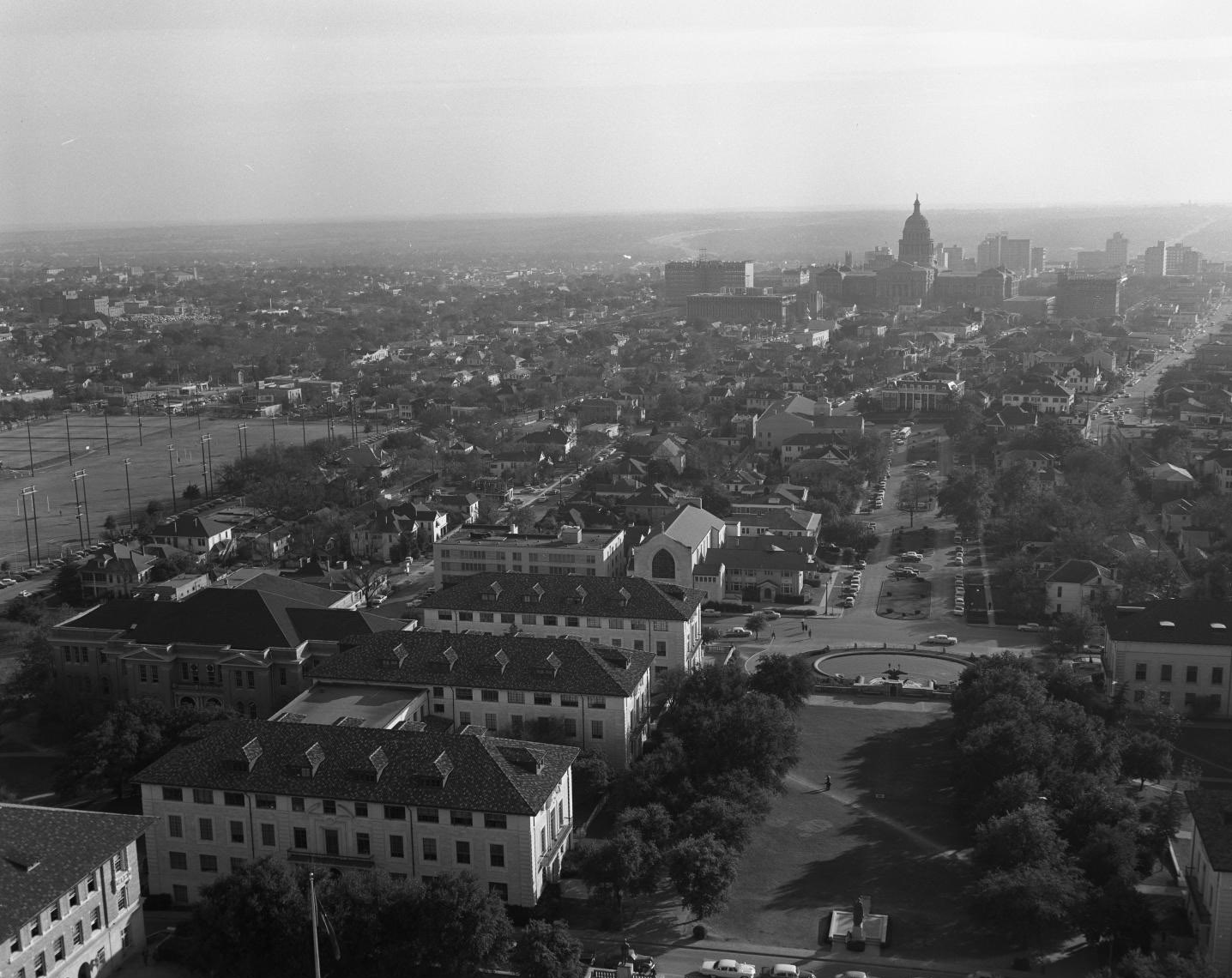 #223 Southward View of UT Austin Tower on South Mall, 1958.