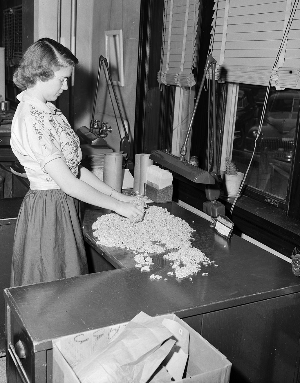 #145 Seed Mixing at State Agriculture Department Laboratory, Austin, 1951.