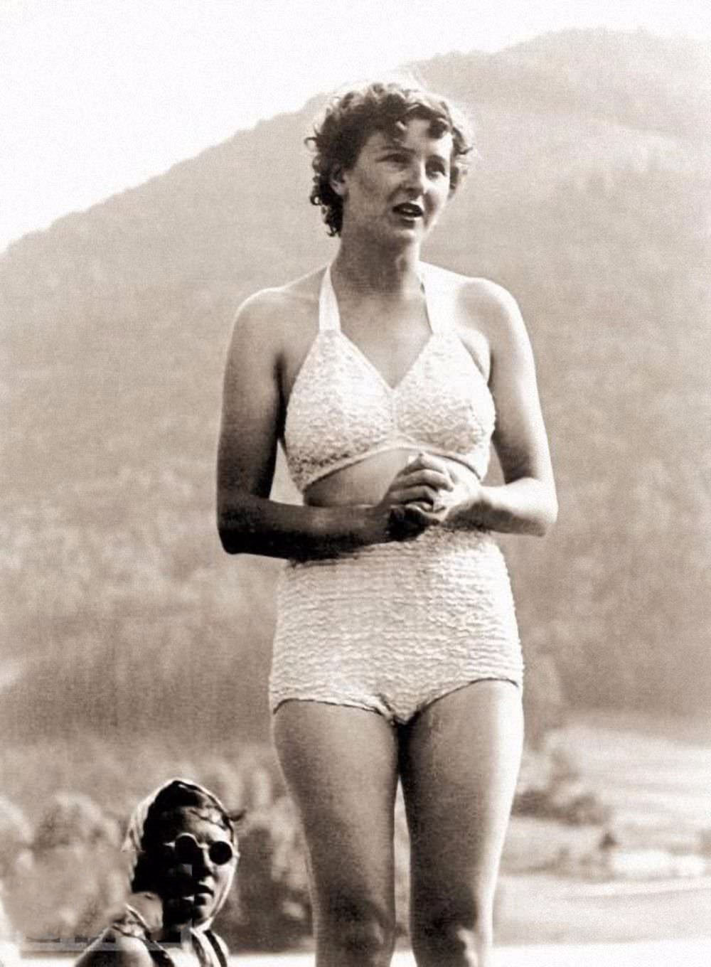 #13 Braun in her bathing suit near Berchtesgaden, Germany, 1940.