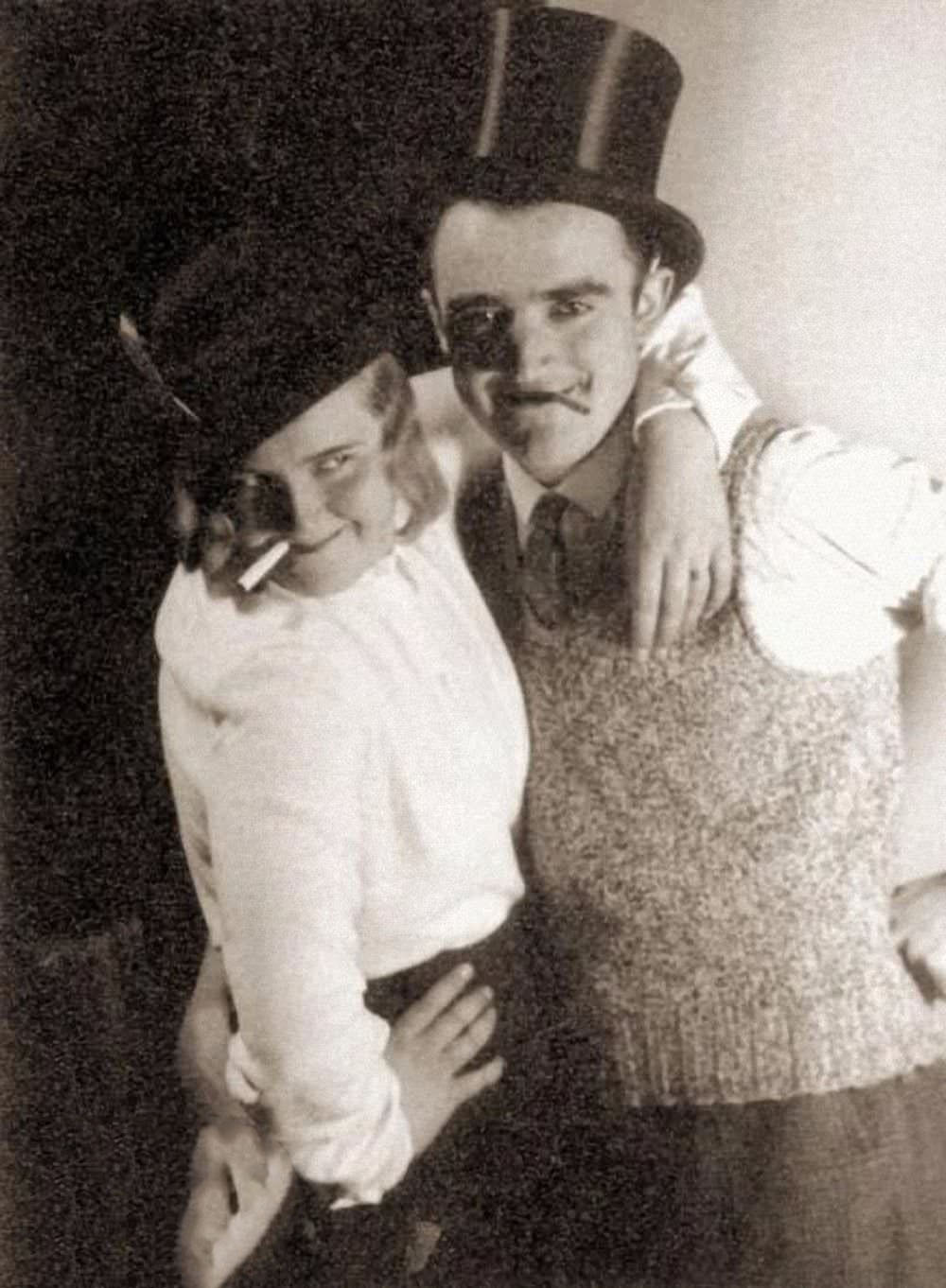 #8 Eva Braun and an unidentified friend at a house party in Munich, 1935. By all accounts Braun enjoyed these parties and frequently dressed up for them during carnival. She also liked to smoke but only when Hitler was not around.