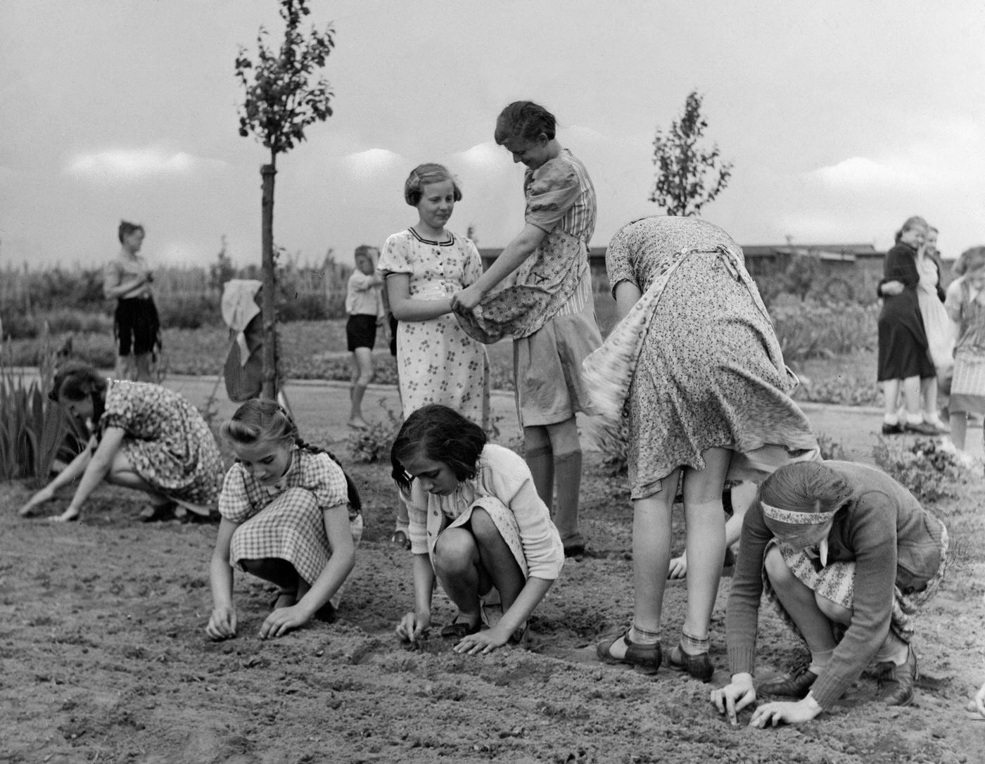 #96 Germany, III. Reich (1933-45): BDM – maidens doing gymnastics at a sport field, 1940.