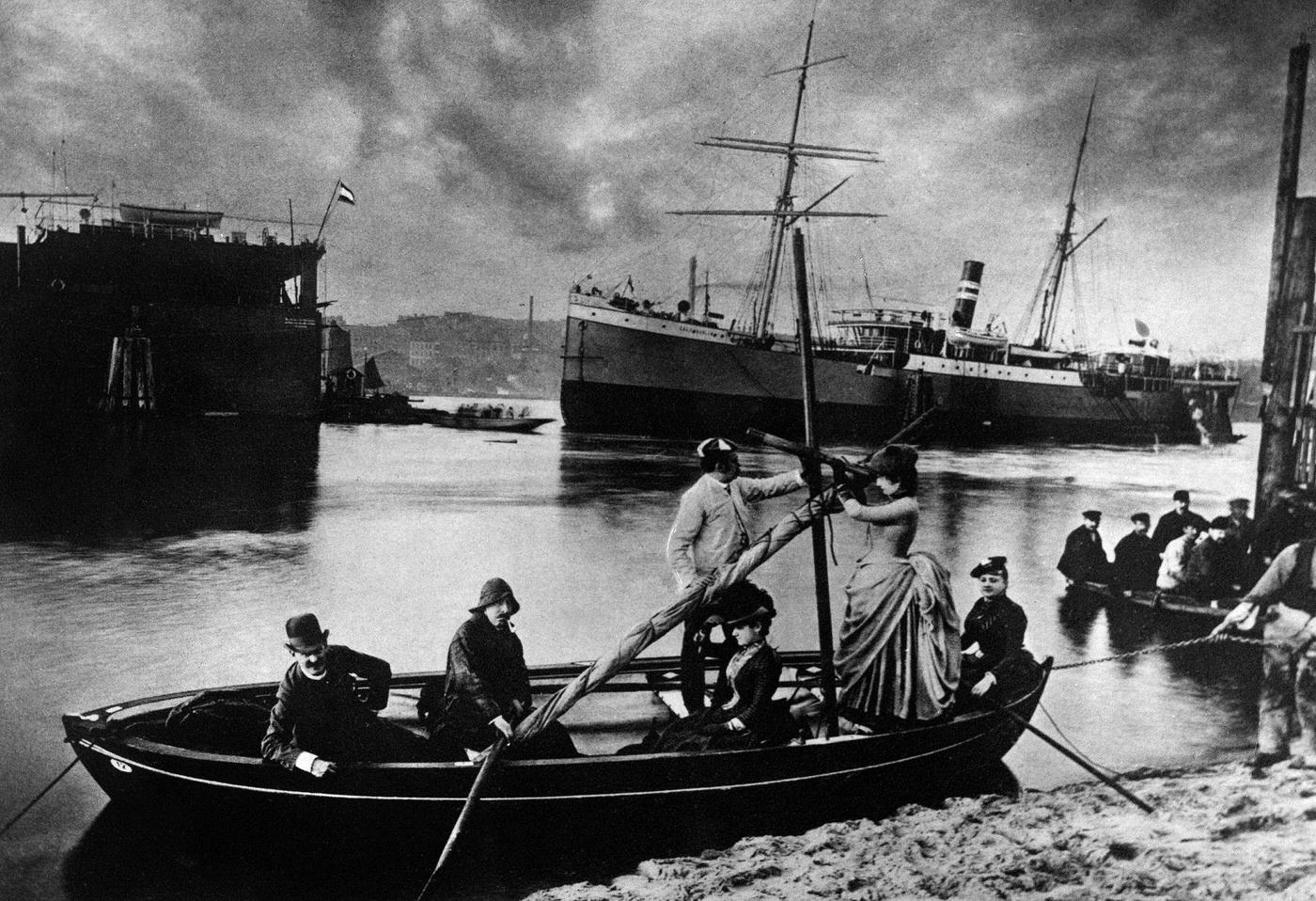 #41 Kahnfahrt, Hamburger Hafen, 1880.