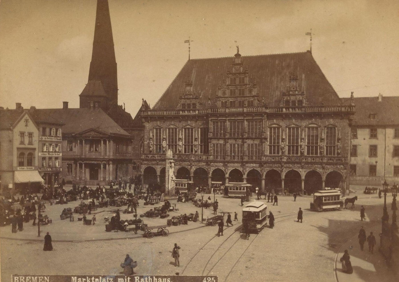 #95 Bremer Marktplatz with town hall, Bremen Town Hall, Louis Koch, 1880