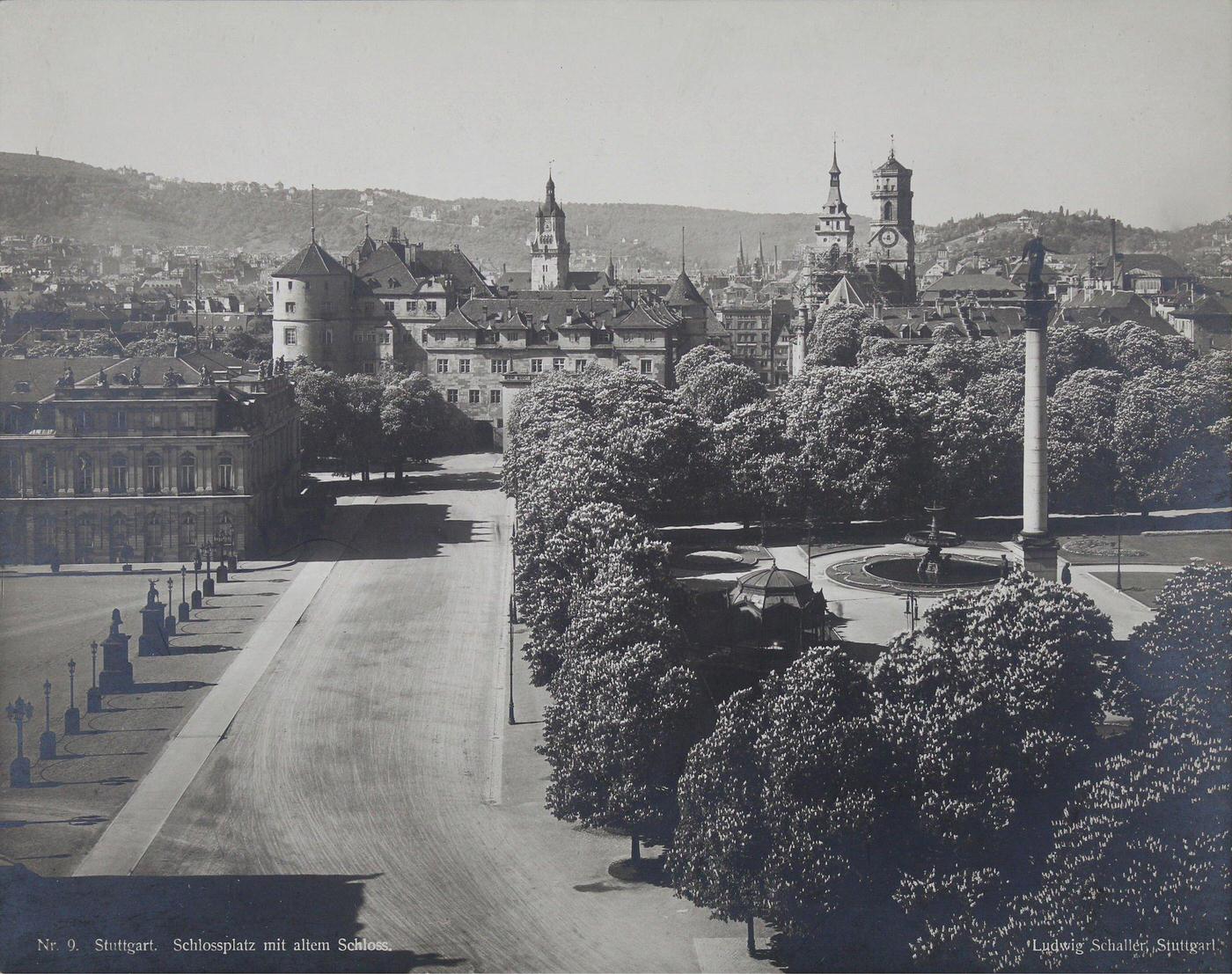 #6 Schlossplatz in Stuttgart, Palace Square with Old Castle, 1895