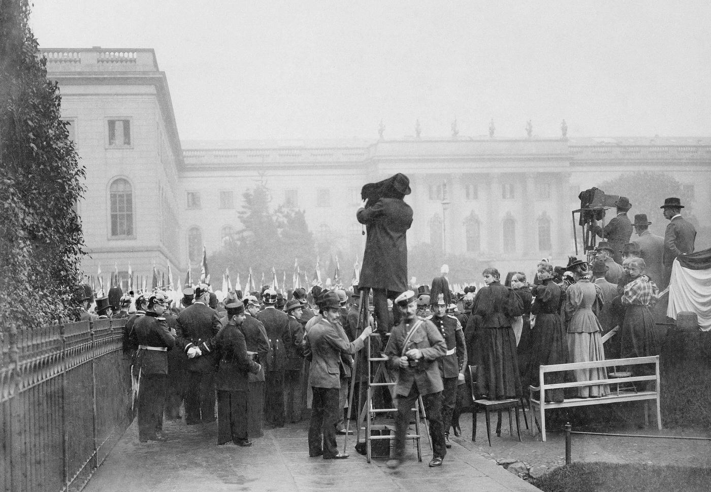 #65 Fahnenweihe Unter den Linden, Berlin, near Humboldt-Universität, 1897.