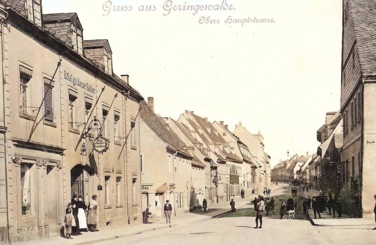 #81 Hotels in Saxony, Baby cars, Buildings in Geringswalde, Germany, 1898.