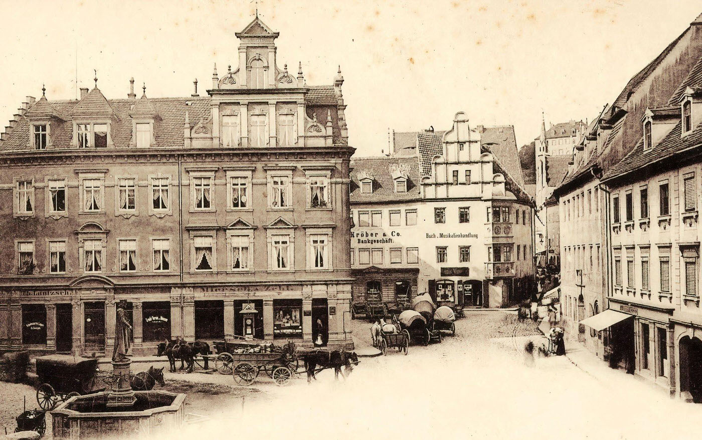 #34 Water wells, carriages, Heinrichsplatz, Saxony, Germany, 1902