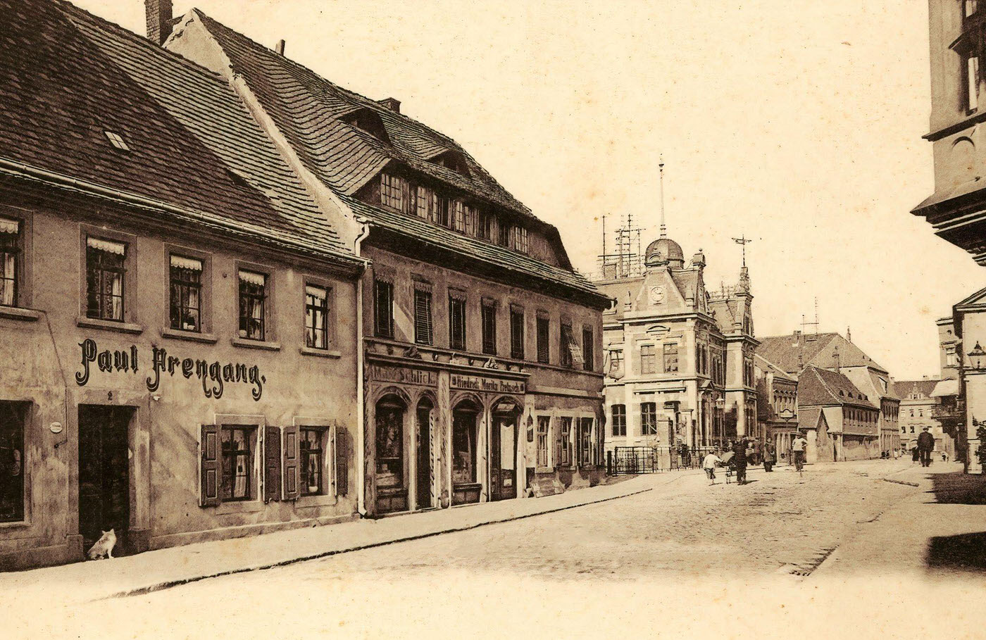 #51 Buildings in Borna, Post offices in Landkreis Leipzig, Landkreis Leipzig, Borna, Reichspost und Altenburgerstrasse, Germany, 1901.