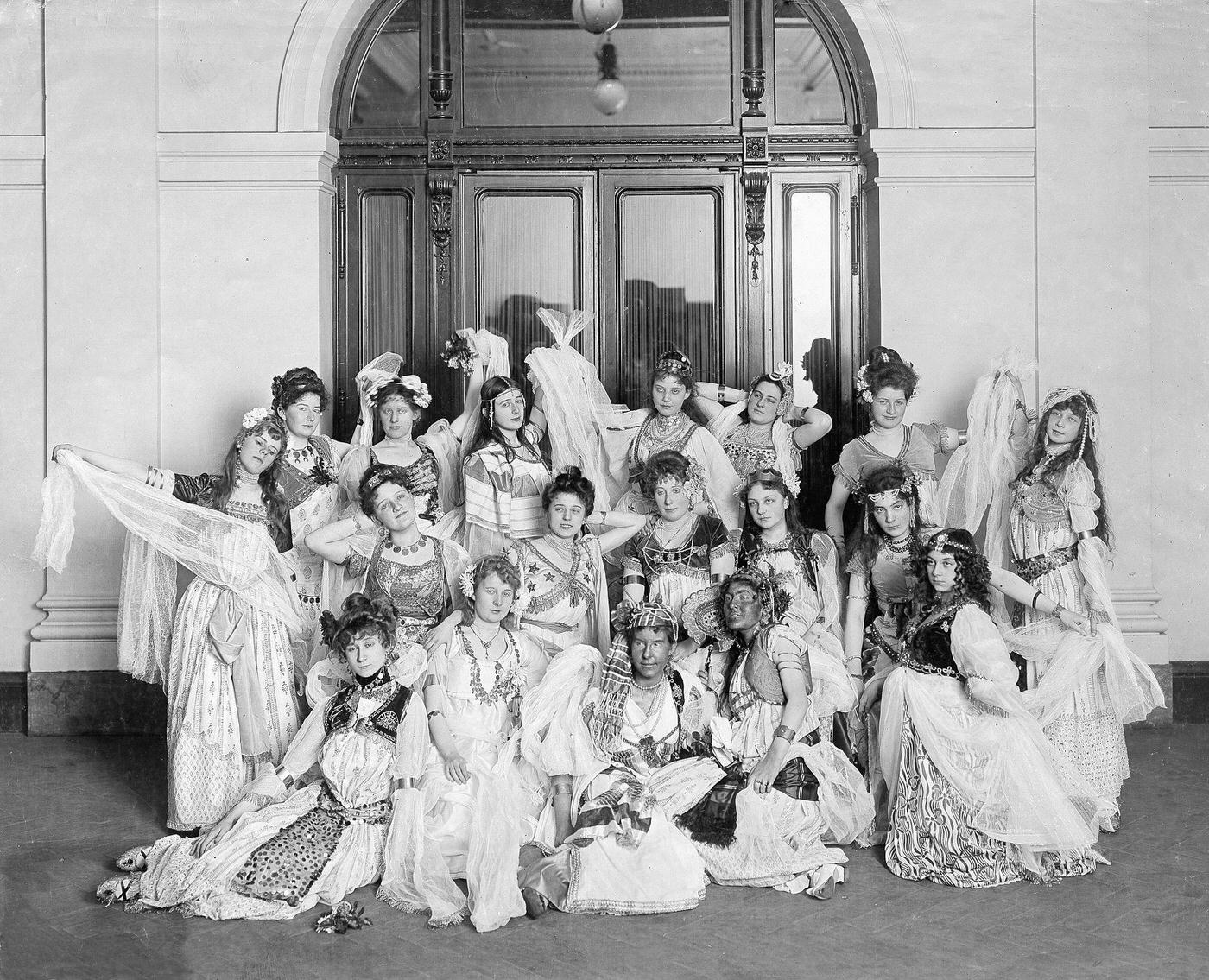 #58 Women dressed up for a veil dance at a party of the German Colonial Society, 1901.