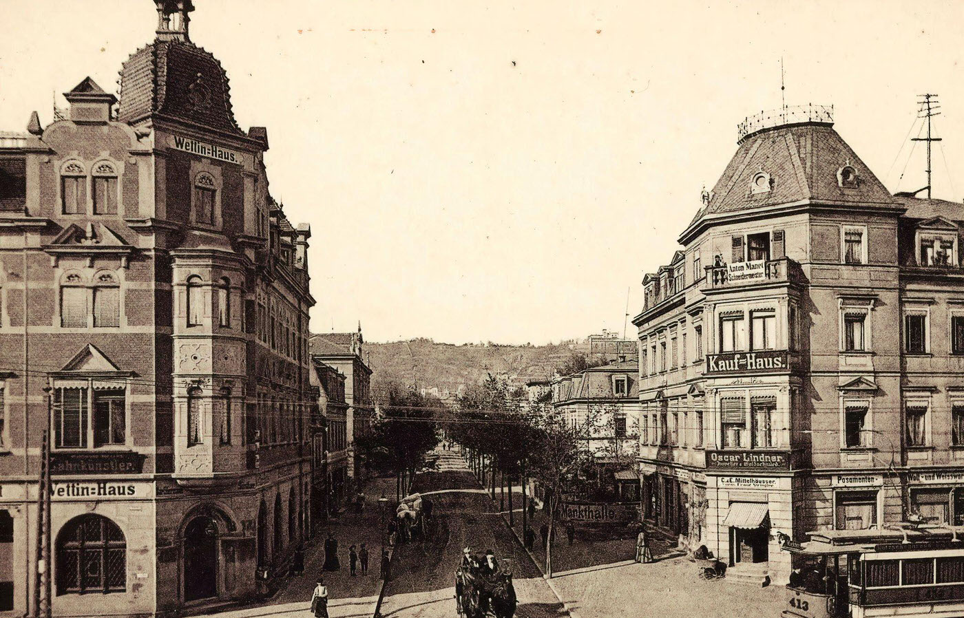 #76 Lossnitzbahn in Radebeul, Horse-drawn trams, Radebeul Ost, Germany, 1901.