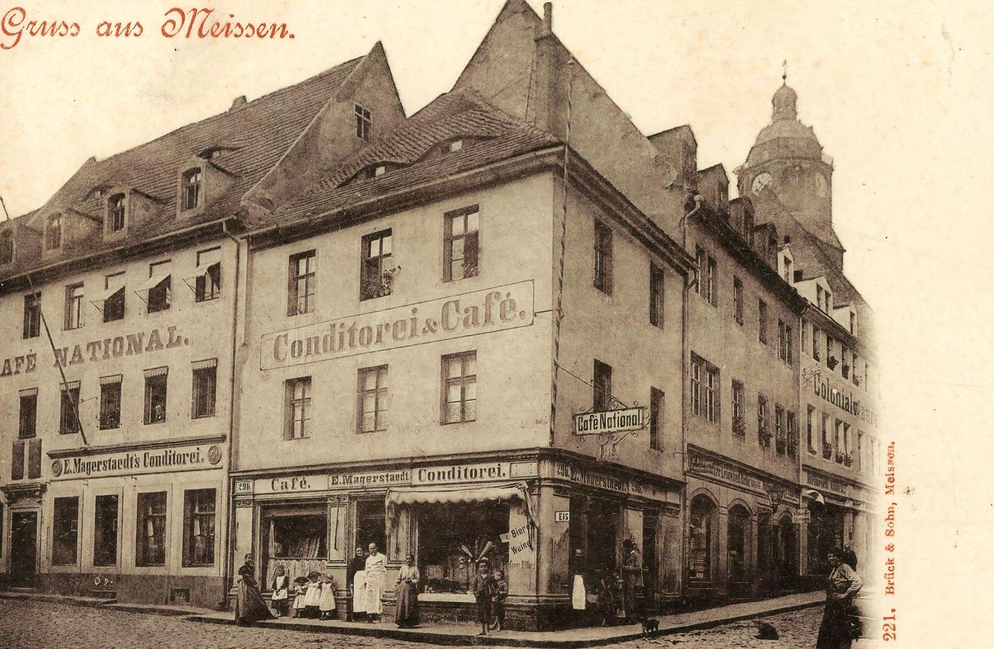 #89 Cafes in Saxony, Frauenkirche in Meissen, 1900s, Germany.
