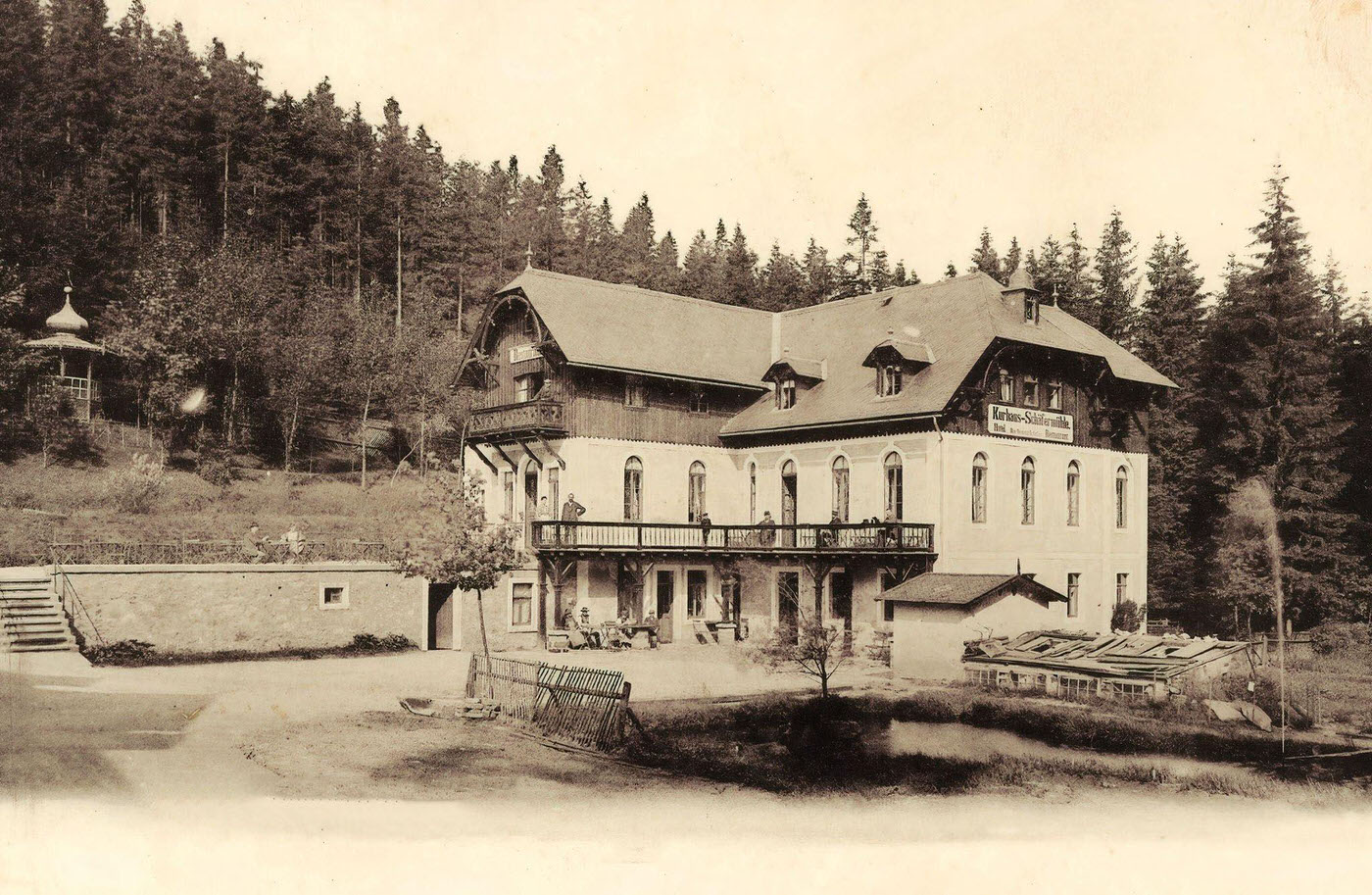 #90 Spa buildings in Saxony, Ponds, Fountains, 1900s, Germany.