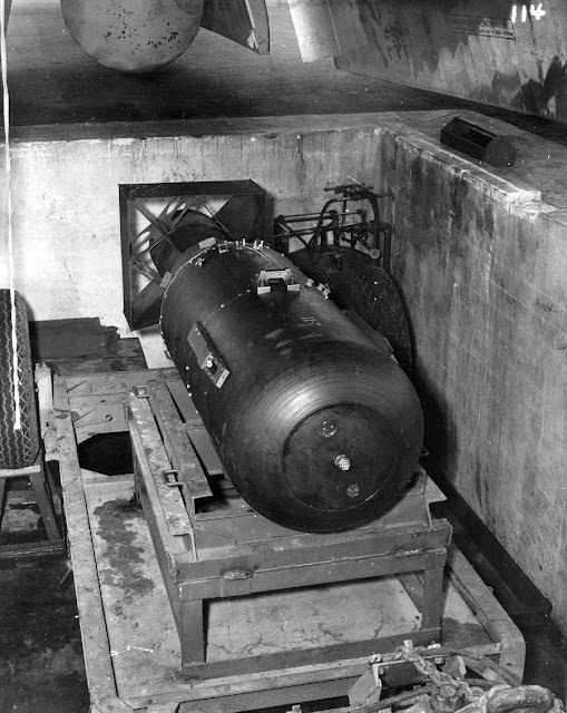 #3 Little Boy ready to be loaded into the Enola Gay.