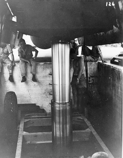 #7 A view from underneath the hydraulic lift, in the bomb bay.