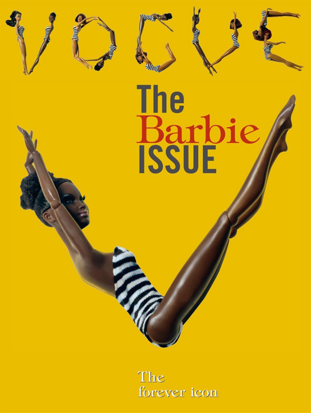 #5 Barbie is photographed by Michael Baumgarten. Fashion editor: Giovanna Battaglia, for the cover of Barbie, The Black Issue, Vogue Italia, July 2008.