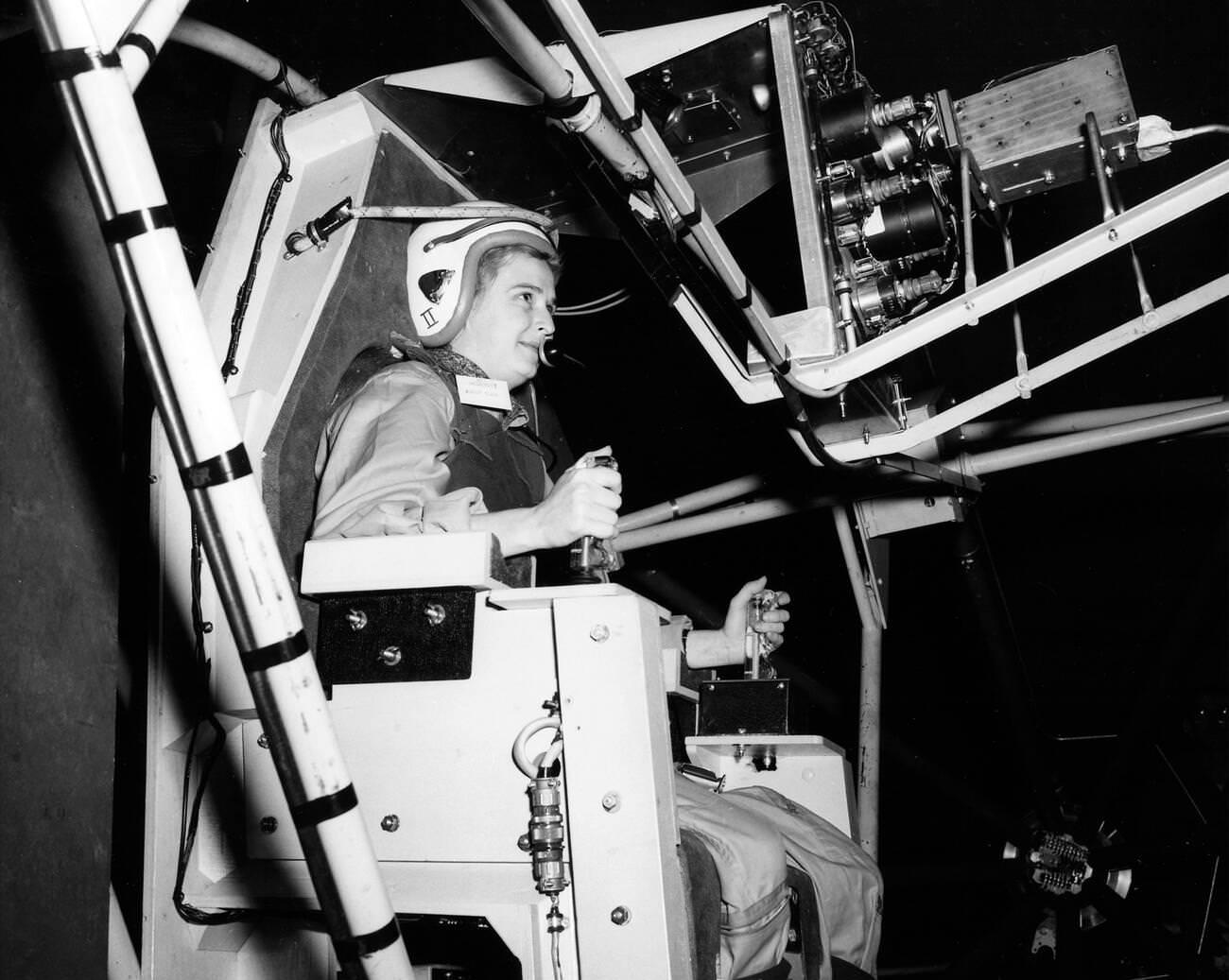 #16 Jerrie Cobb Testing Gimbal Rig in Altitude Wind Tunnel, April 1960