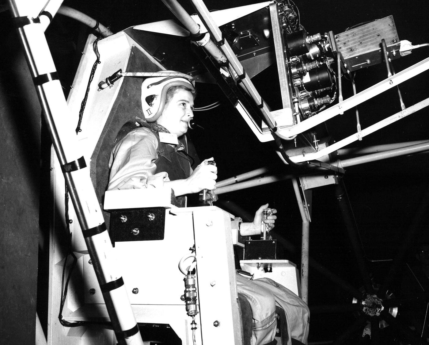 #5 Jerrie Cobb Testing Gimbal Rig in Altitude Wind Tunnel, 1960