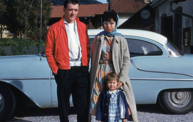 #21 Family in Front of Blue Car, Circa 1950s