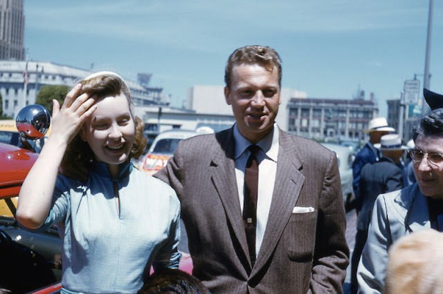 #24 Handsome Couple Greeting Crowd, San Francisco, California, Circa 1950s