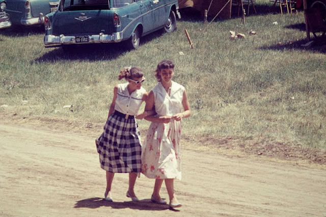 #37 Two Girls Walking and Locking Arms, Probably Iowa, Circa 1950s