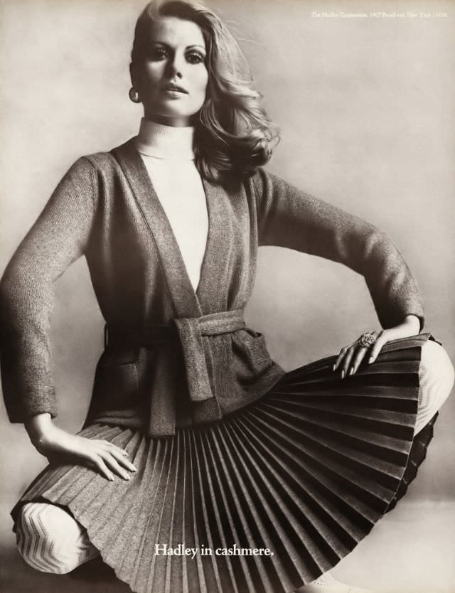 #17 Maud Adams in Hadley Cashmere, Vogue, September 1968