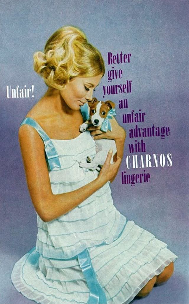 #3 Maud Adams in Charnos Lingerie Ad, Vogue, 1967
