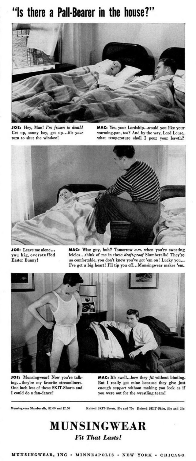 A Chuckle from the Past: Munsingwear’s Men’s Underwear Ads from the 1940s Vintage Ads