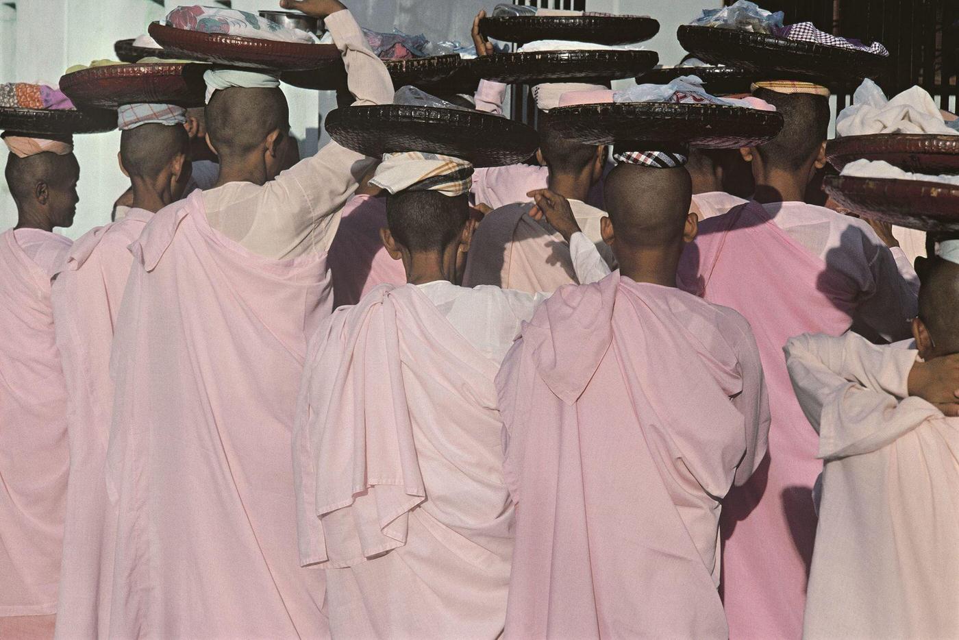 #52 Buddhist Nuns in Bagan, Myanmar During a Ceremony, 1900