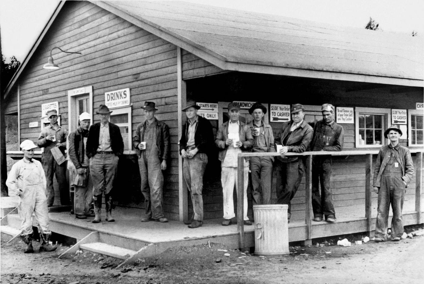 #28 Workers on Break at a Store. 19th April 1944. Oak Ridge, site of X-10 Graphite Reactor.