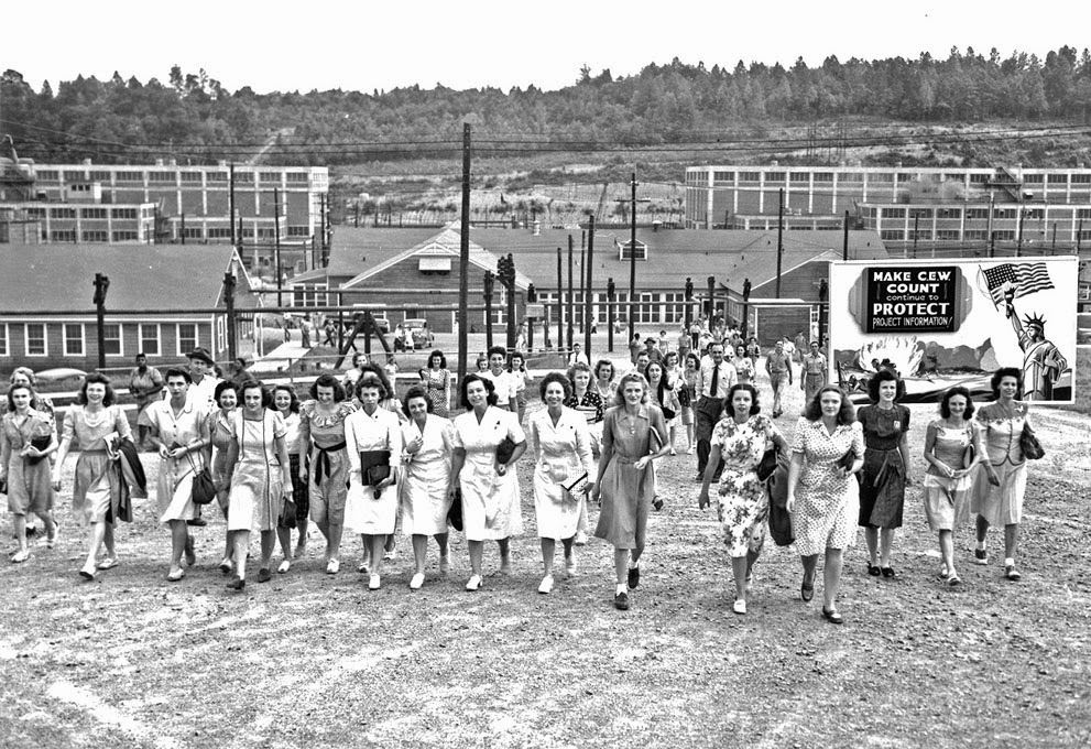 #10 Shift change at Y-12 uranium enrichment facility, Oak Ridge, 1940s