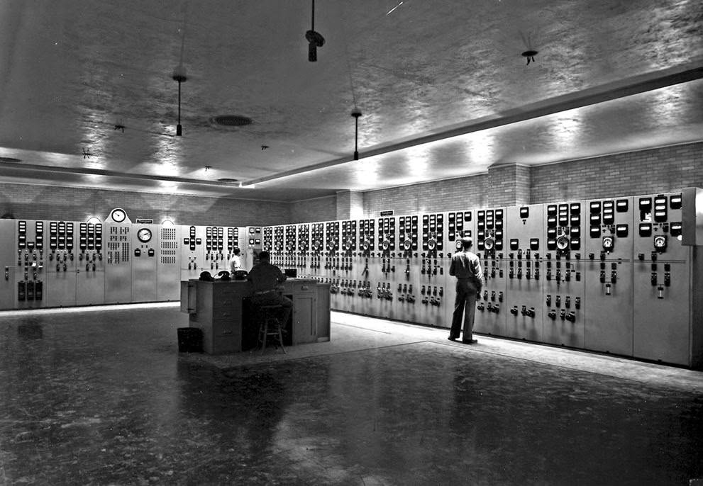 #12 Main control room at K-25 uranium enrichment plant, Oak Ridge, 1940s