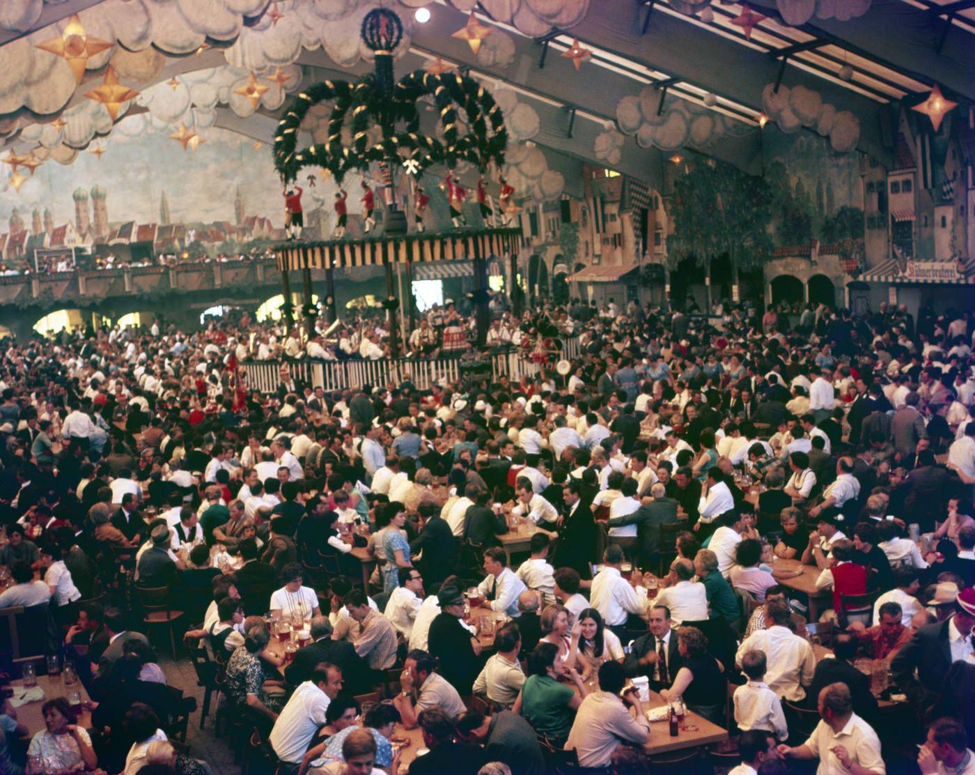 #17 Hackerbräu-Festzelt view at Oktoberfest Munich, 1962.