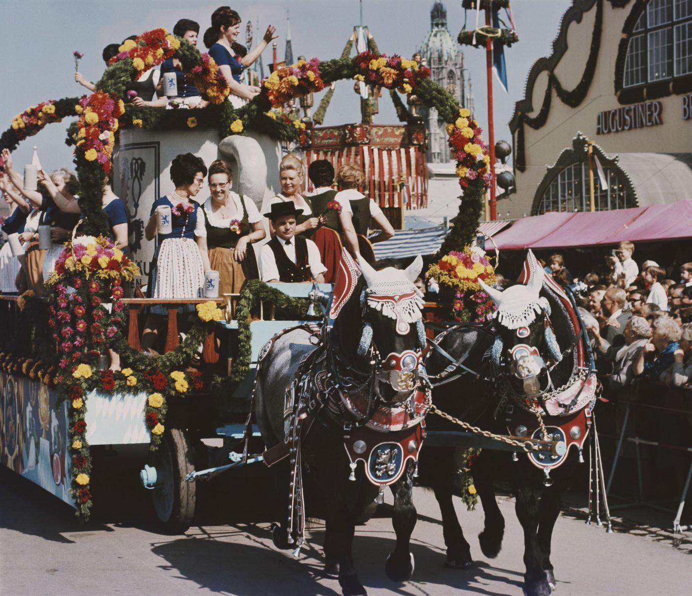 #2 Oktoberfest parade passing Augustiner Festhalle in Munich, 1960.