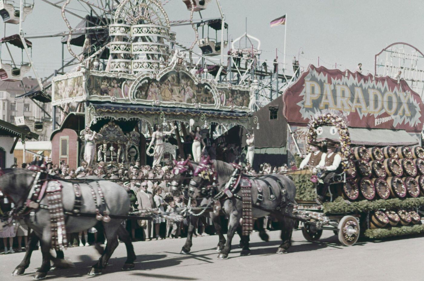 #33 Horse-drawn beer cart at Munich Oktoberfest, 1965.