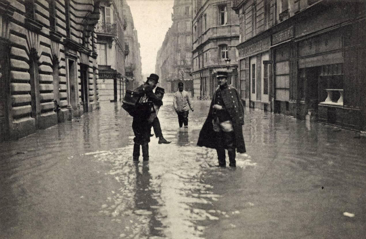 #129 Paris, 1910 Flood – Military rescuers in the Left Bank districts.