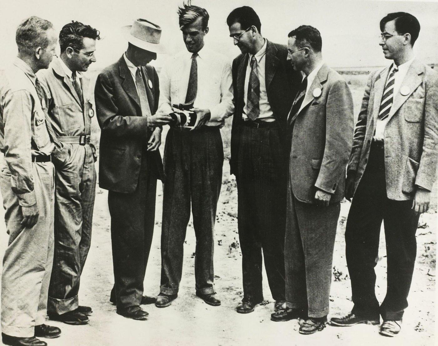 #42 Scientists At Alamogordo, Trinity atom bomb explosion site, 1945