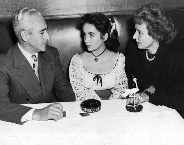 #8 Sara Sothern with her husband Francis Lenn Taylor, and daughter Elizabeth Taylor, 1947