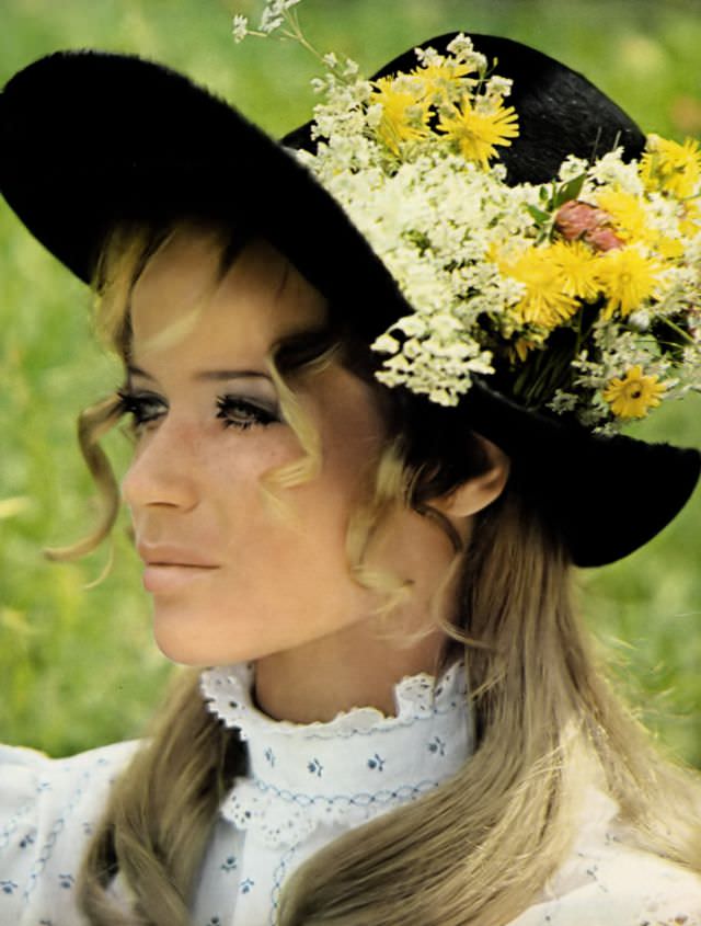 #10 Veruschka wears a Tyrolean flower-adorned hat, Tyrol, Austria, Vogue, 1967
