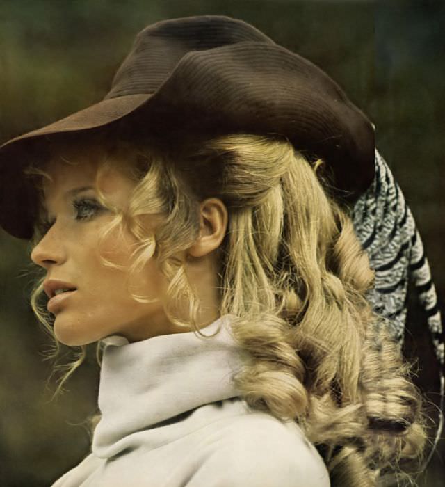 #11 Veruschka wears a gallant stitched wool hat, Vogue, 1967