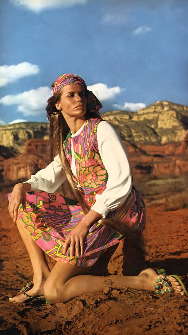 #22 Veruschka in a colorful silk weskit, Vogue, 1968