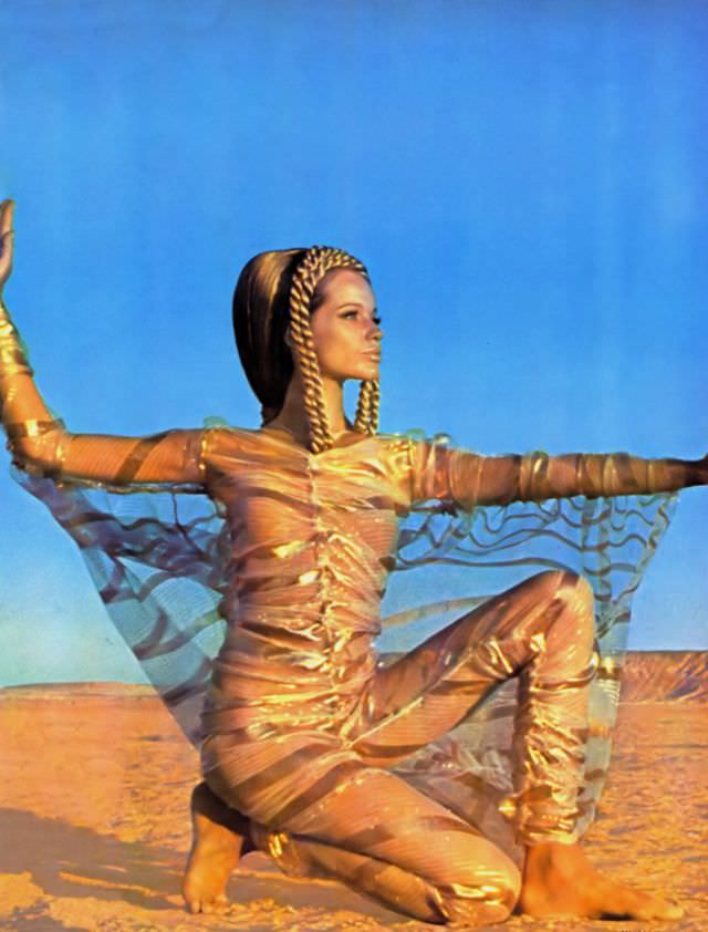 #8 Veruschka in a sheer organza djellaba, Vogue, 1967