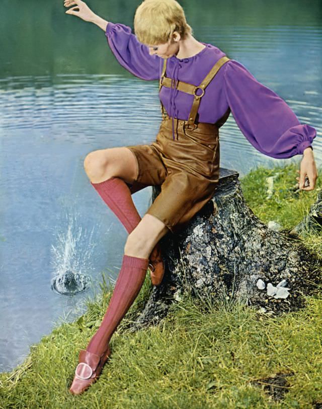 #9 Veruschka in woodcutter’s lederhosen, Tyrol, Austria, Vogue, 1967