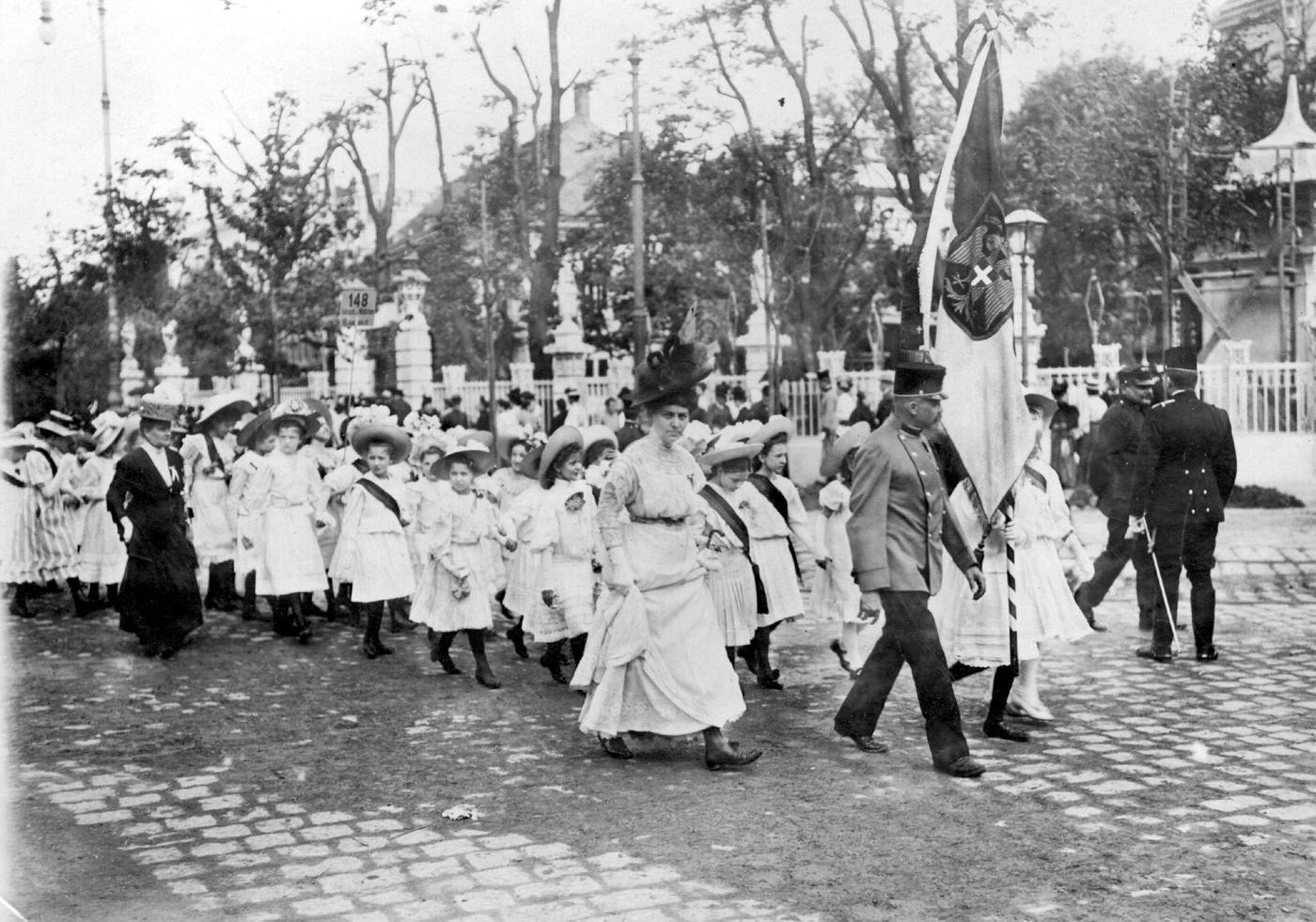 #4 Children process through the streets in celebration of the Austrian Emperor’s Jubilee in Vienna, Around 1900