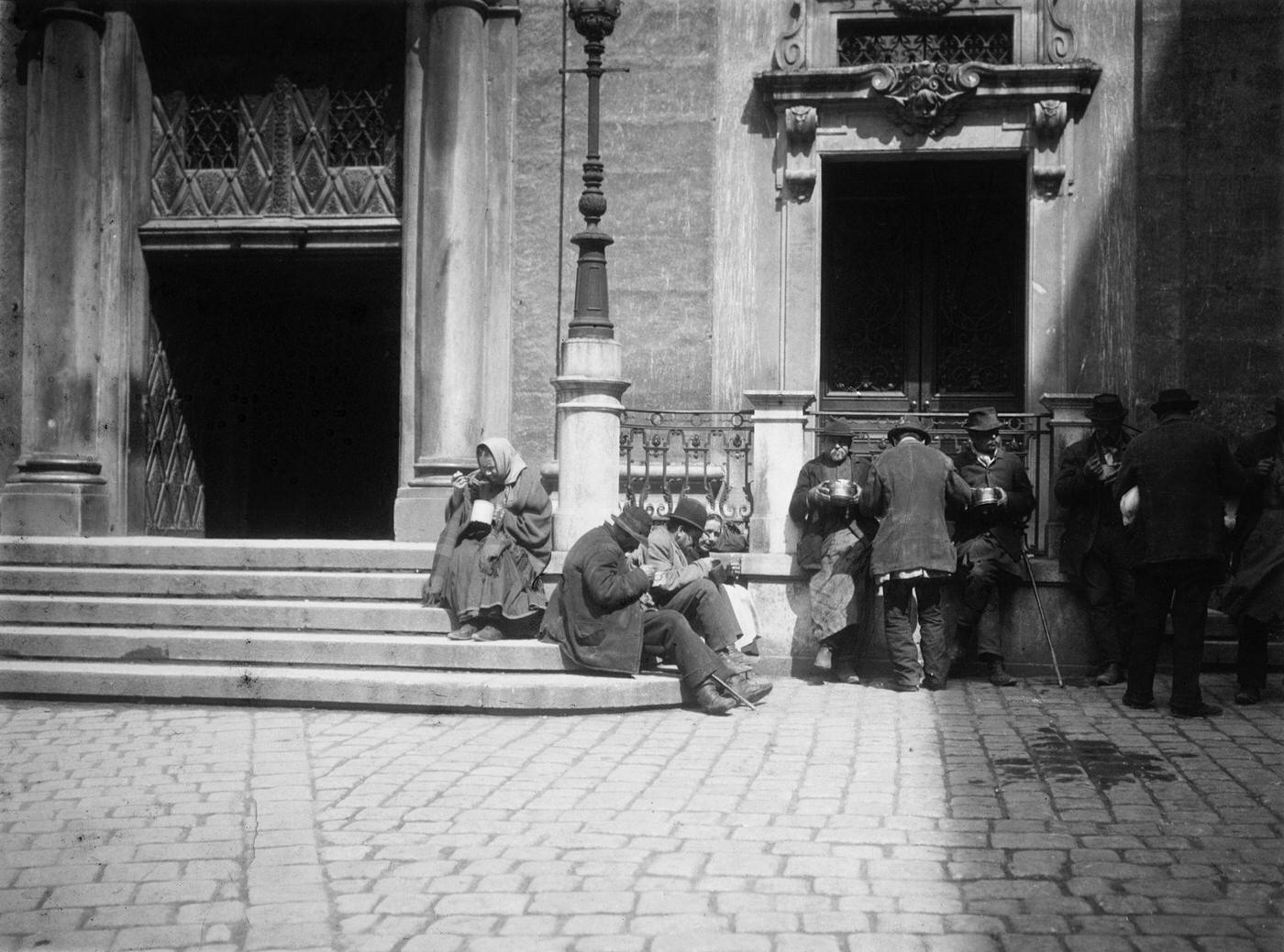 #56 Beggars in front of the Jesuit Church in Vienna, 1900s